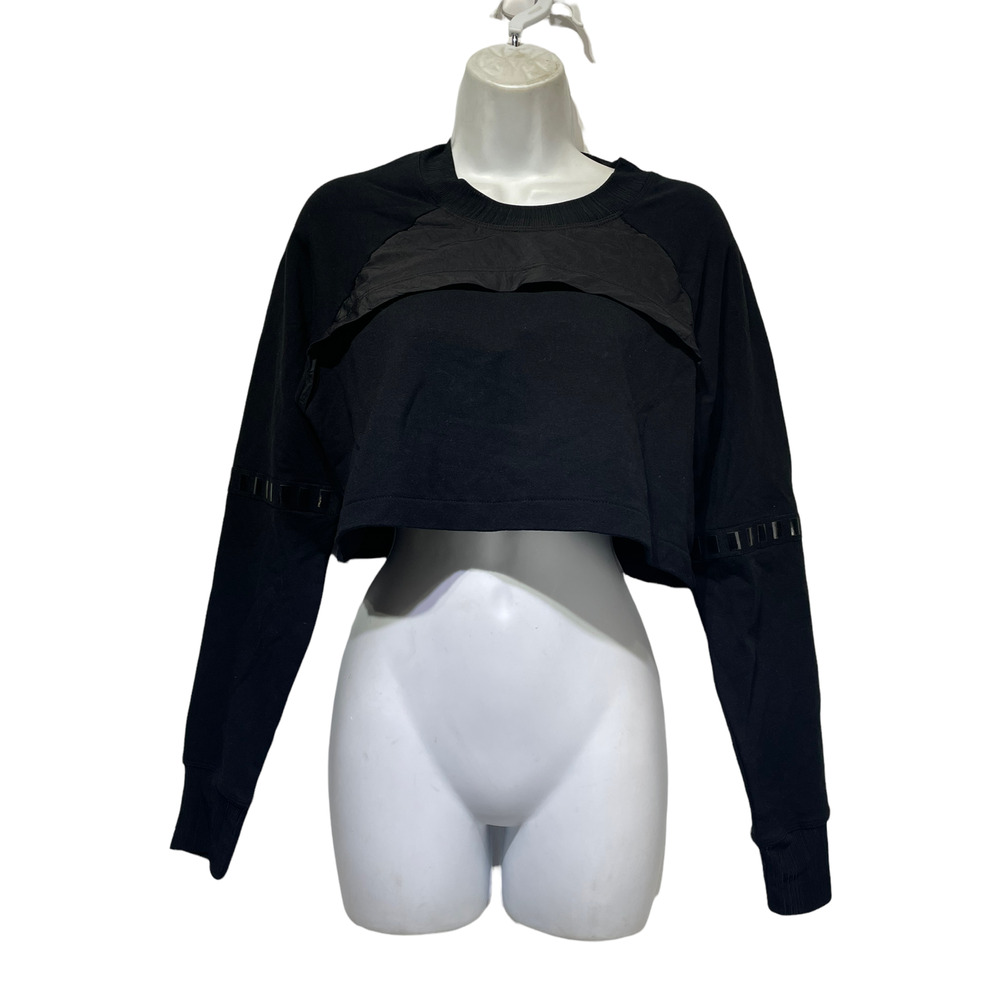 lime and vine black long sleeve studded detail crop top Womens Size XS